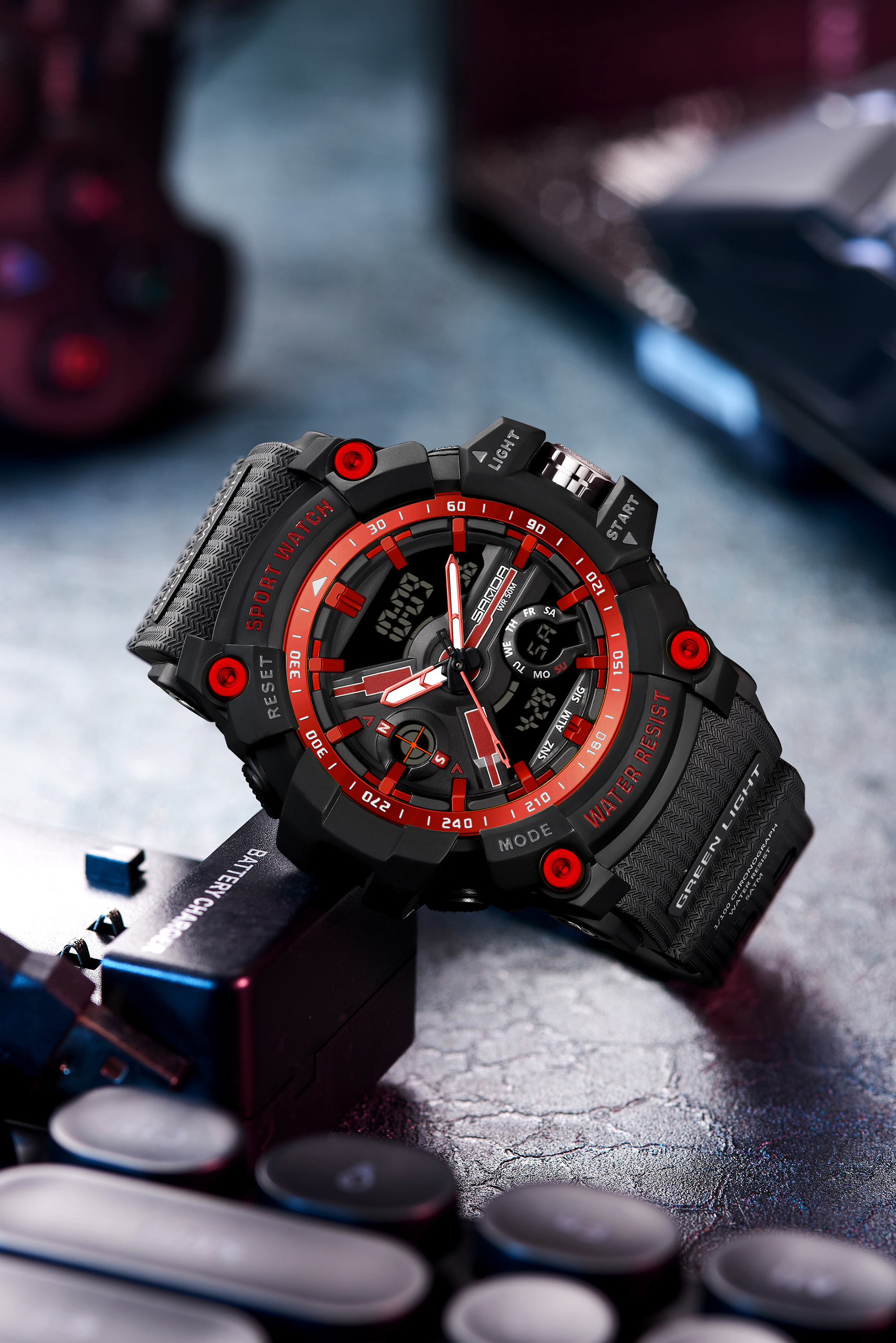 SANDA 3179 Digital Men's Military Watch 50M Waterproof Watch Dual Display Quartz Sports Watch Men's Night Light Relogio Masculino 07