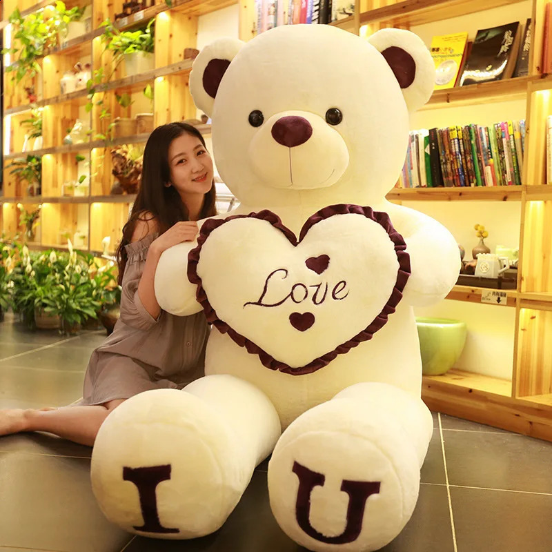 Big Teddy Bear 100cm I Love You Plush Toy Cute Stuffed Soft Doll Lover Childrens Christmas Gift for Girlfriend 240925