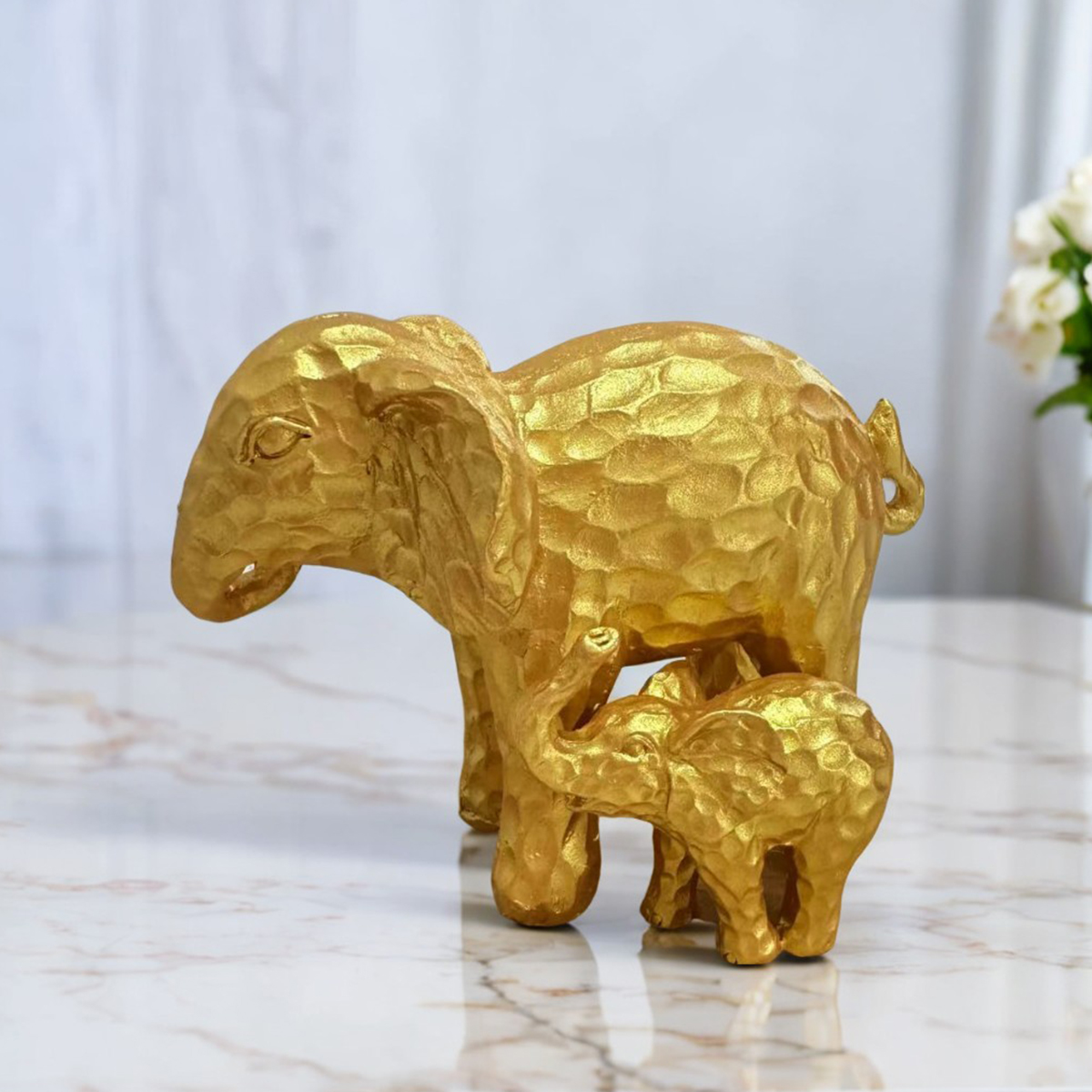 Golden Elephant Statue Inspirational Good Luck Health and Strength Unique Elephant Statue Gift for Female Mums