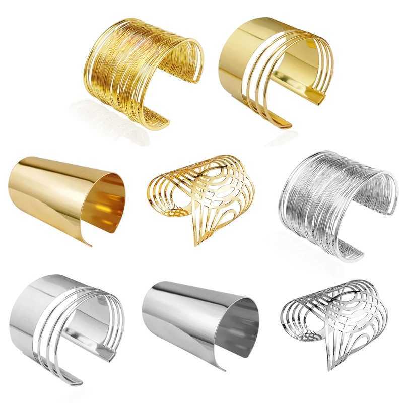1PC High Quality Bracelet For Women Arm Ring Africas New Opening Geometric Out Smooth Multi-layer Pattern Ring JewelryX240925