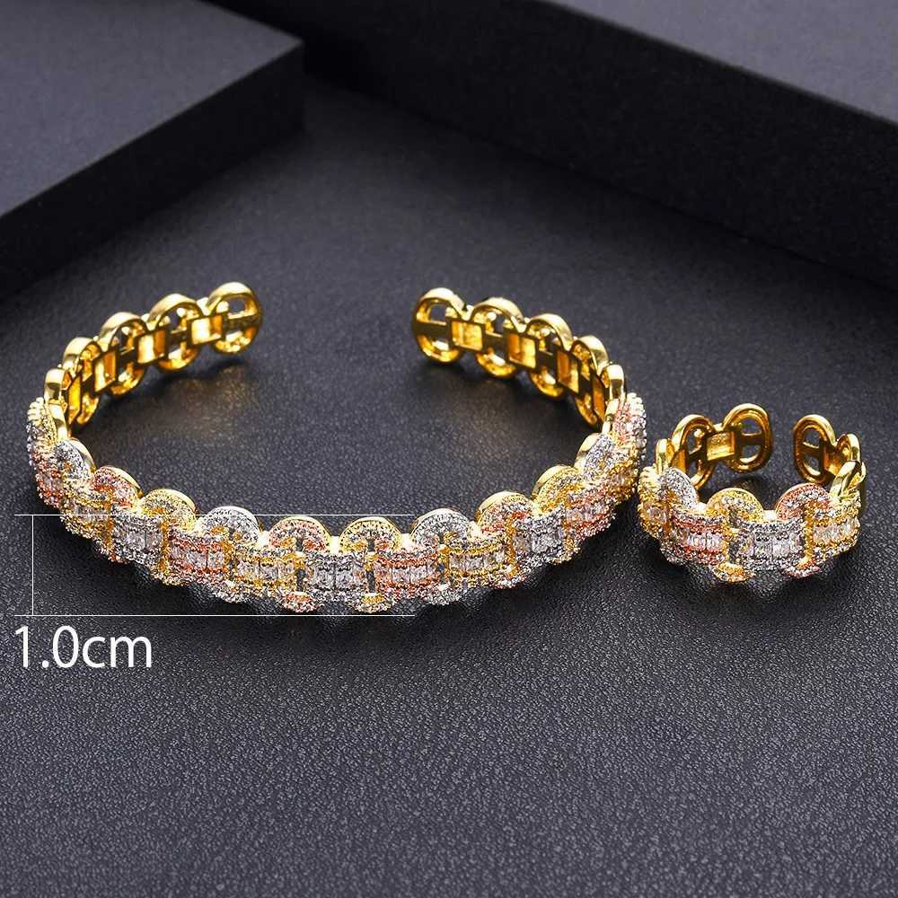 JanKellys luxurious and unique African bracelet ring set womens wedding jewelry set cubic zirconia crystal CZ Dubai bride jewelry set W240925