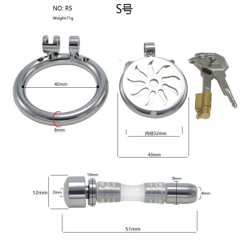 Colorful stainless steel chastity lock with catheter flat CB chastity device penis cage adult toy for outdoor wear male