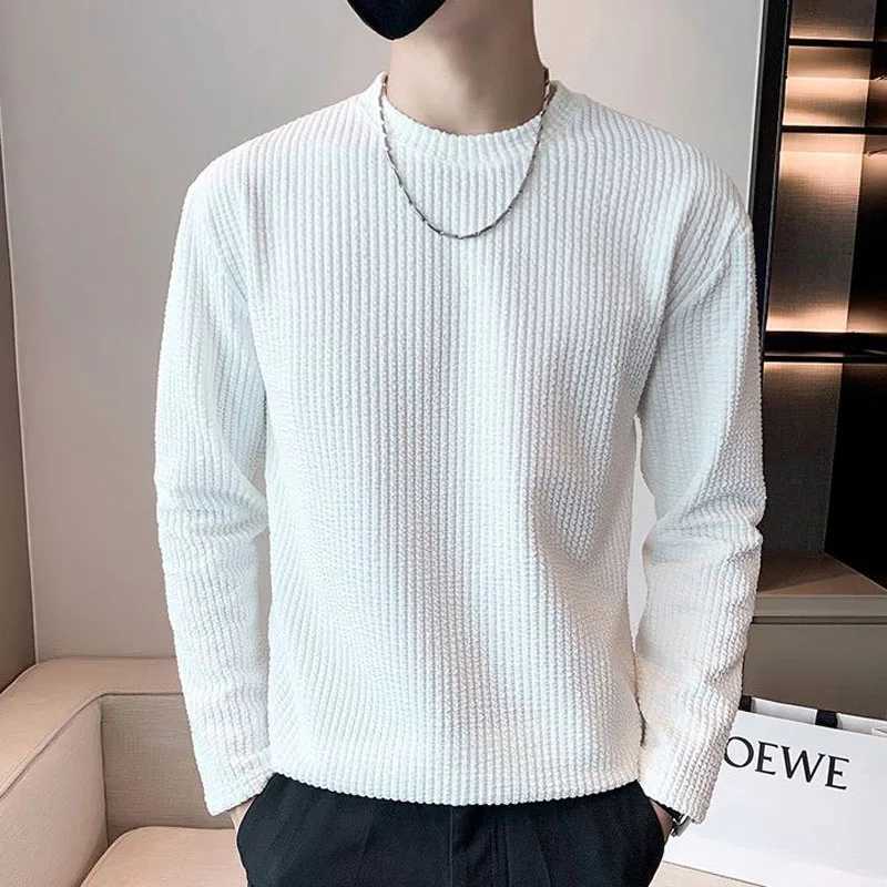 New Autumn/Winter Fashion Product Premium Solid Round Neck Loose and Versatile Handsome Mens Casual Sports Long Sleeve SweaterX240925