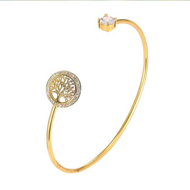 Womens Exquisite Fashion Tree Of Life Bracelet Simple Design Opening Adjustable Rhinestone Hand Jewelry Engagement Gift 2022X240925