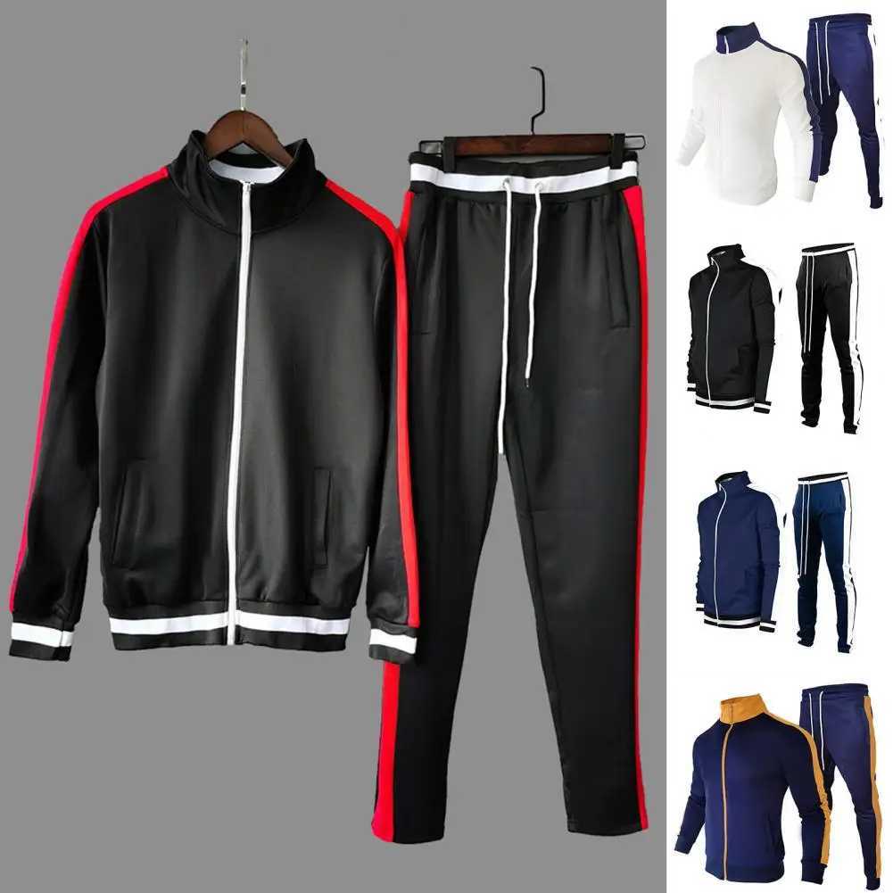 New Mens Tracksuits Men Sets Sweatshirt+sweatpants Tracksuit Zipper Stand Collar Sports Suit Jogging Men Clothing M240925