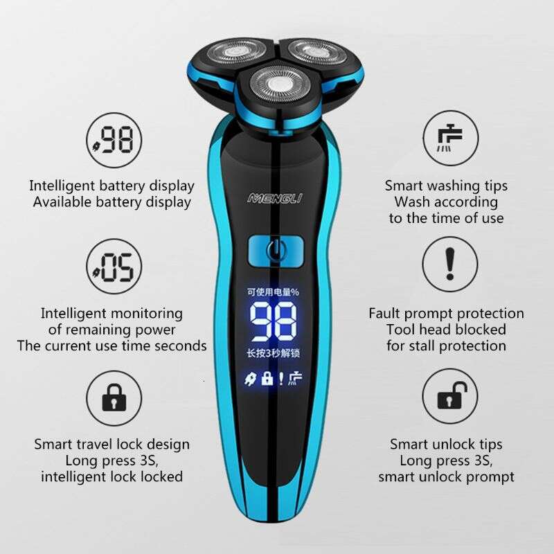 shanshi Electric Shaver Rechargeable Shaving hine for Men Beard Razor Wet-Dry Dual Use Water Proof Fast Charging