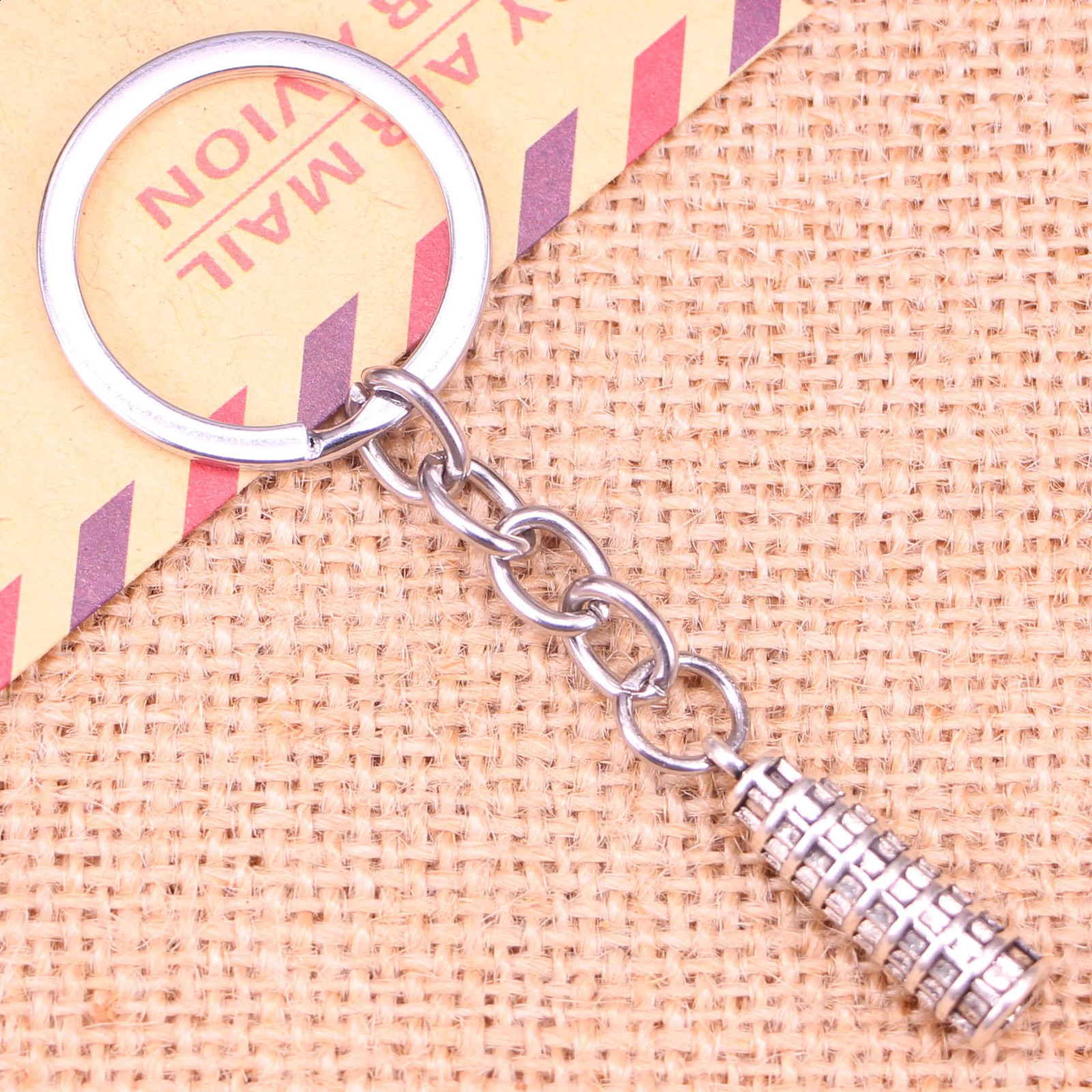 20 keychains 25x7mm cleaning tower of pisa italy pendant DIY mens jewelry car keychain ring holder gift 240924