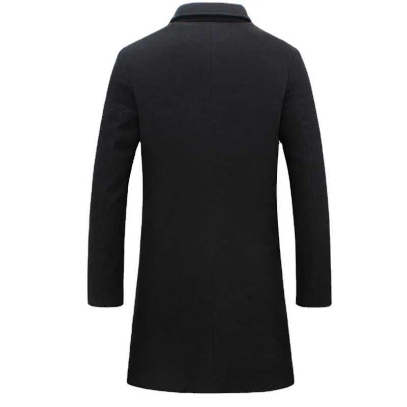 2023 Spring and Autumn Leisure Mens Long Woolen Windbreaker Loose Size Fashion Personality Simple Solid Color Large Woolen Coat Y240924