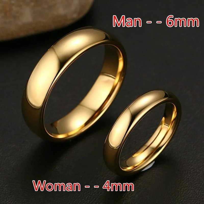 Fashionable and Simple Gold Plated Gloss Ring Classic Couple Banquet Exquisite Jewelry W240925