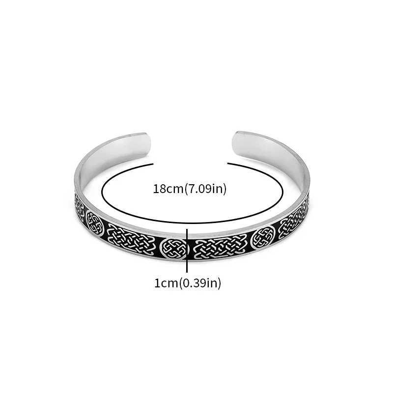 Stainless Steel Wide Open Bracelet Engraved Chinese Knot Cross Knot Bracelet Mens Hip Hop Cool Lucky JewelryX240925