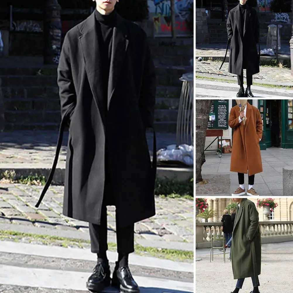 Men Loose Coat Suit Collar Coat Stylish Mens Loose Casual Overcoat for Autumn Winter Trendy Long Sleeve Coat for Off-duty for A LX241010