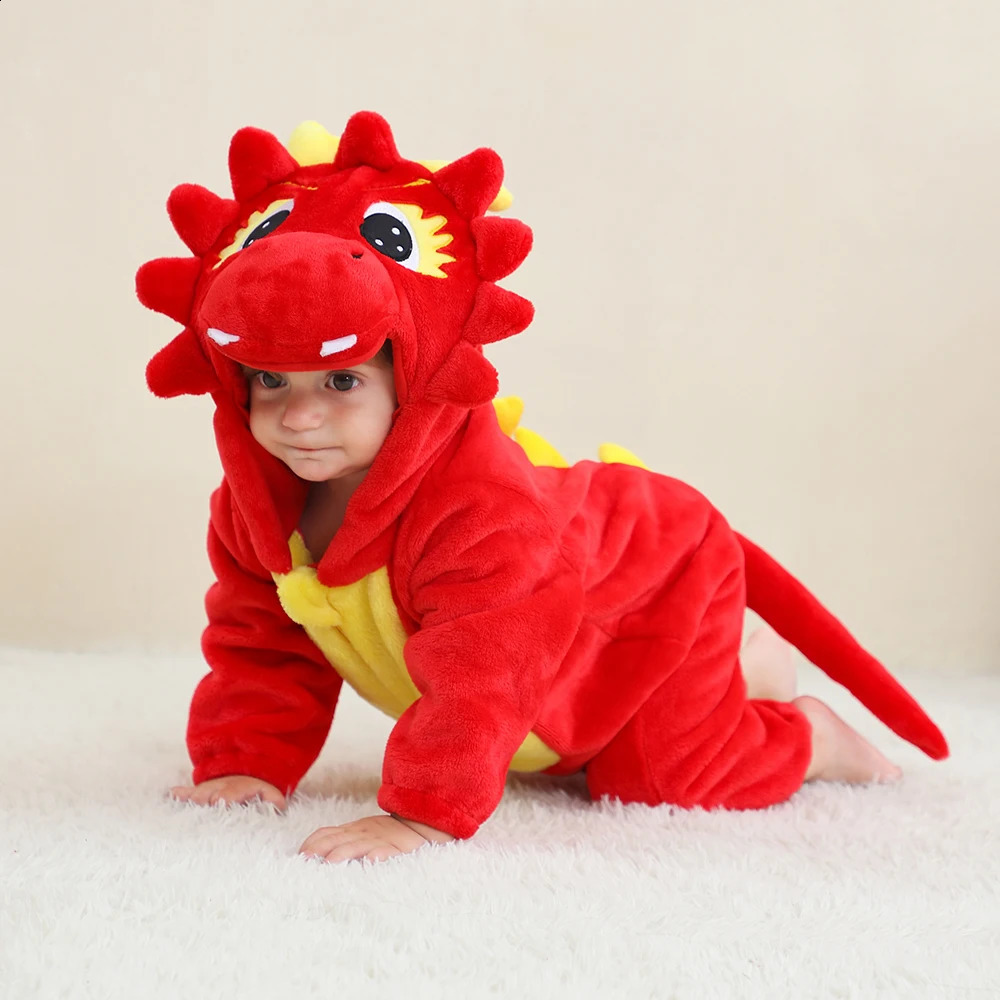 Cute boy hoodie dinosaur flannel pajamas Kigurumi animal suitable for girls comfortable and warm full zip jumpsuit winter 240925