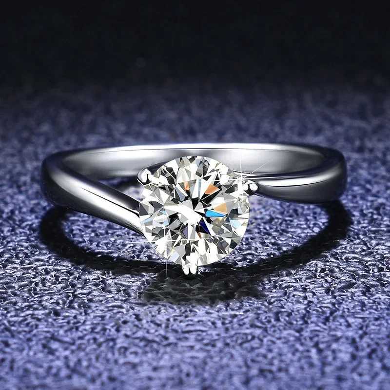 100% genuine silica engagement ring luxury PT950 white gold 1-carat diamond wedding ring classic simple 3-fork ring W240925