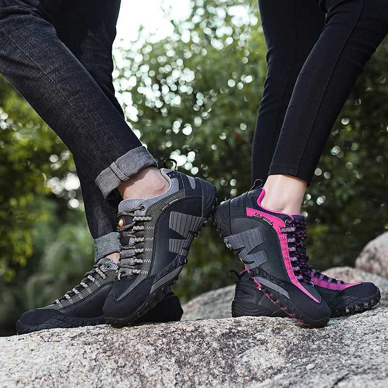 Hiking Shoes Genuine Leather Hiking Shoes Men Waterproof Outdoor Couple Trekking Shoes Non Slip Climbing Sports Shoes Men Sneakers M240924
