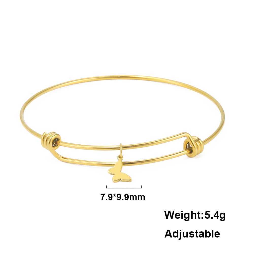 Amaxer New Butterfly Bracelet For Women Stainless Steel Gold Color Adjustable Bracelet Bangles Fashion Jewelry Gift PulseX240925