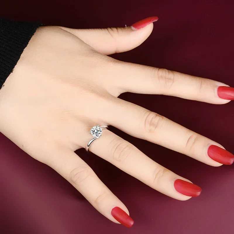 100% genuine silica engagement ring luxury PT950 white gold 1-carat diamond wedding ring classic simple 3-fork ring W240925