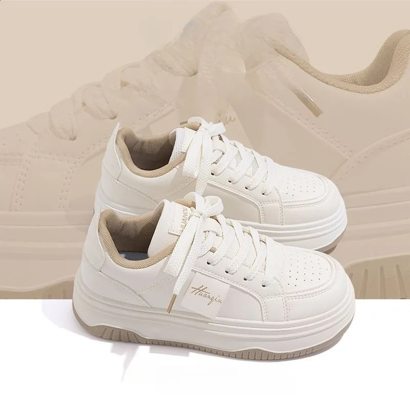 Spring Sports Running White Chunky Sneakers Women Shoes Platform Loafers Lace Up Flats Trend Spring Casual Mom Vulcanized Shoes 240921
