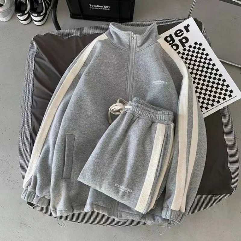 Tracksuit Joggers Sports Suit Mens Spring Autumn Cardigan Sweatshirt Casual Sweatpants Preppy Stripe Two-piece Unisex Tracksuits Z250416