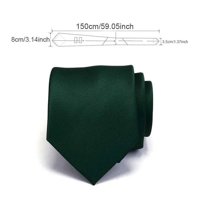 RBOCOTT Classic Mens Collar 8cm Silk Jacquard Tie Pure Green Gold Tie Mens Business Wedding Party Gift Y240925