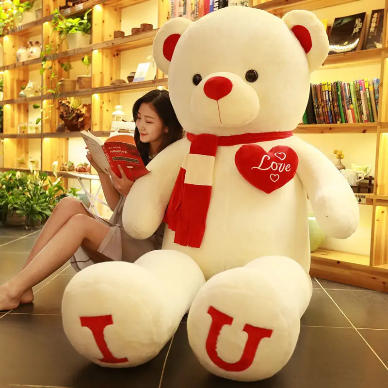 Big Teddy Bear 100cm I Love You Plush Toy Cute Stuffed Soft Doll Lover Childrens Christmas Gift for Girlfriend 240925