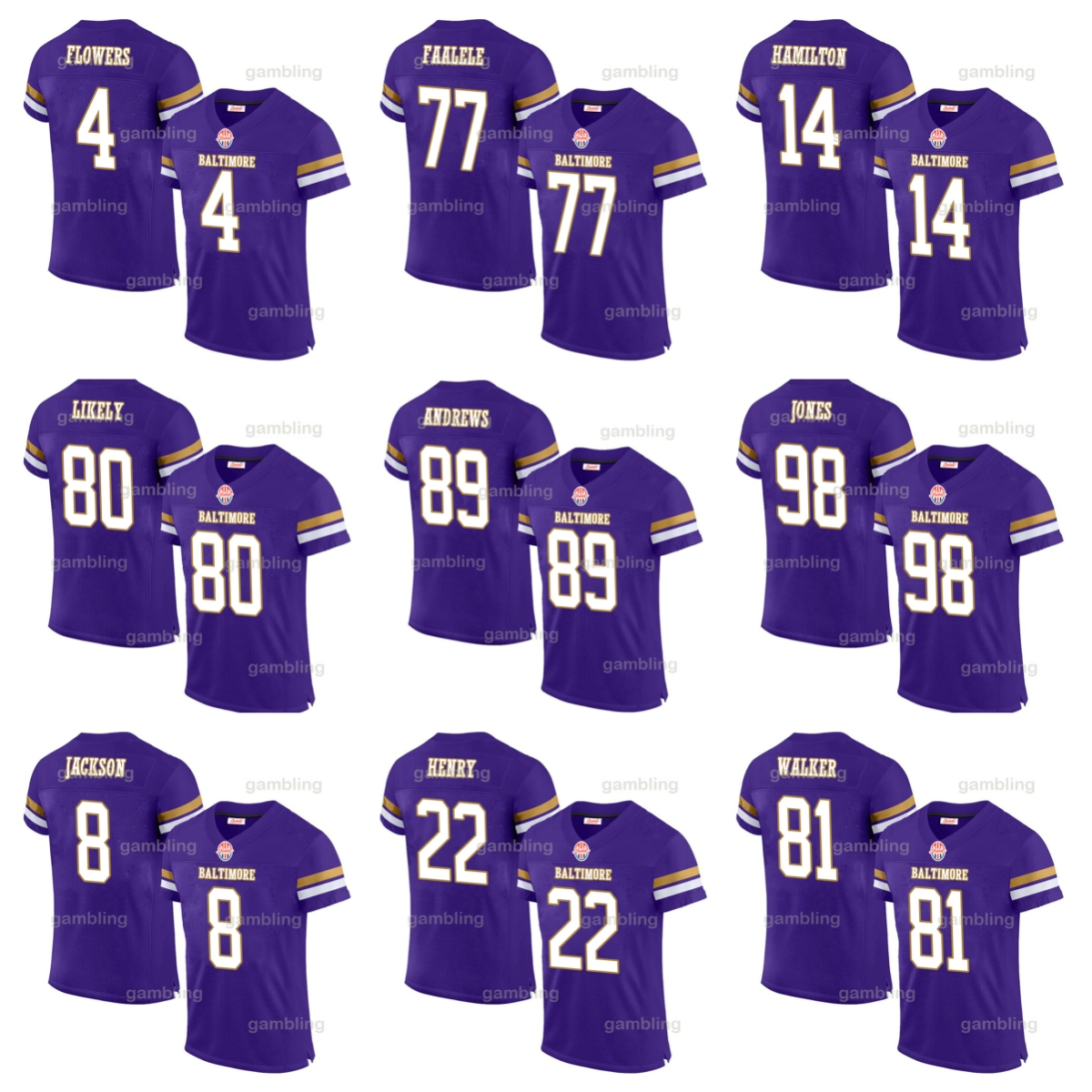 Custom Derrick Herny 8 Lamar Jacksons Football Jersey Mens/Womens/Youth Customized Any Name Number Jerseys Wear Free Shipping