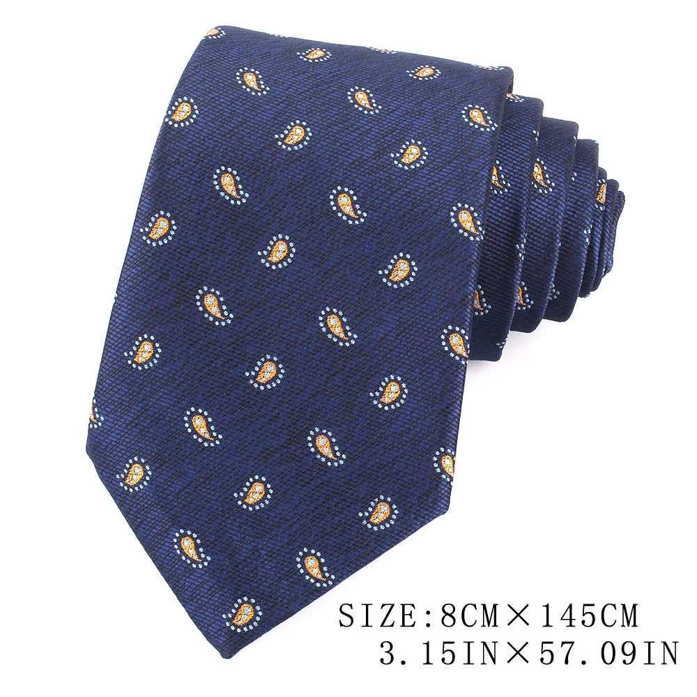 Navy Blue Mens Tie Set Mens Tie Wedding Tie Grossman Fashion Flower Paisley Tie Mens Literary Quality Good Gift Y240925