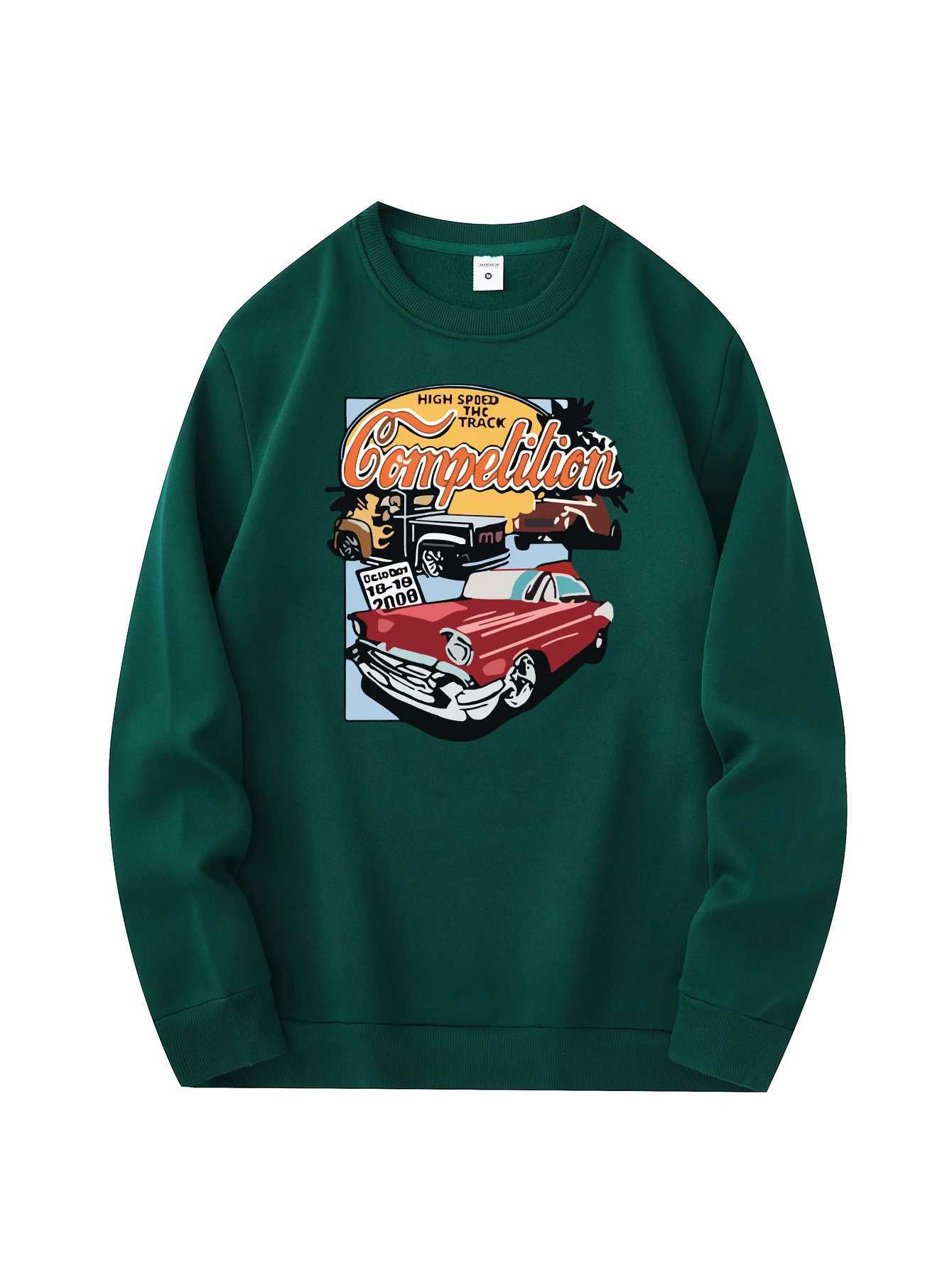 Mens new fashionable round neck sweater casual and daily comfortable round neck sweatshirt car print mens jacketX240925