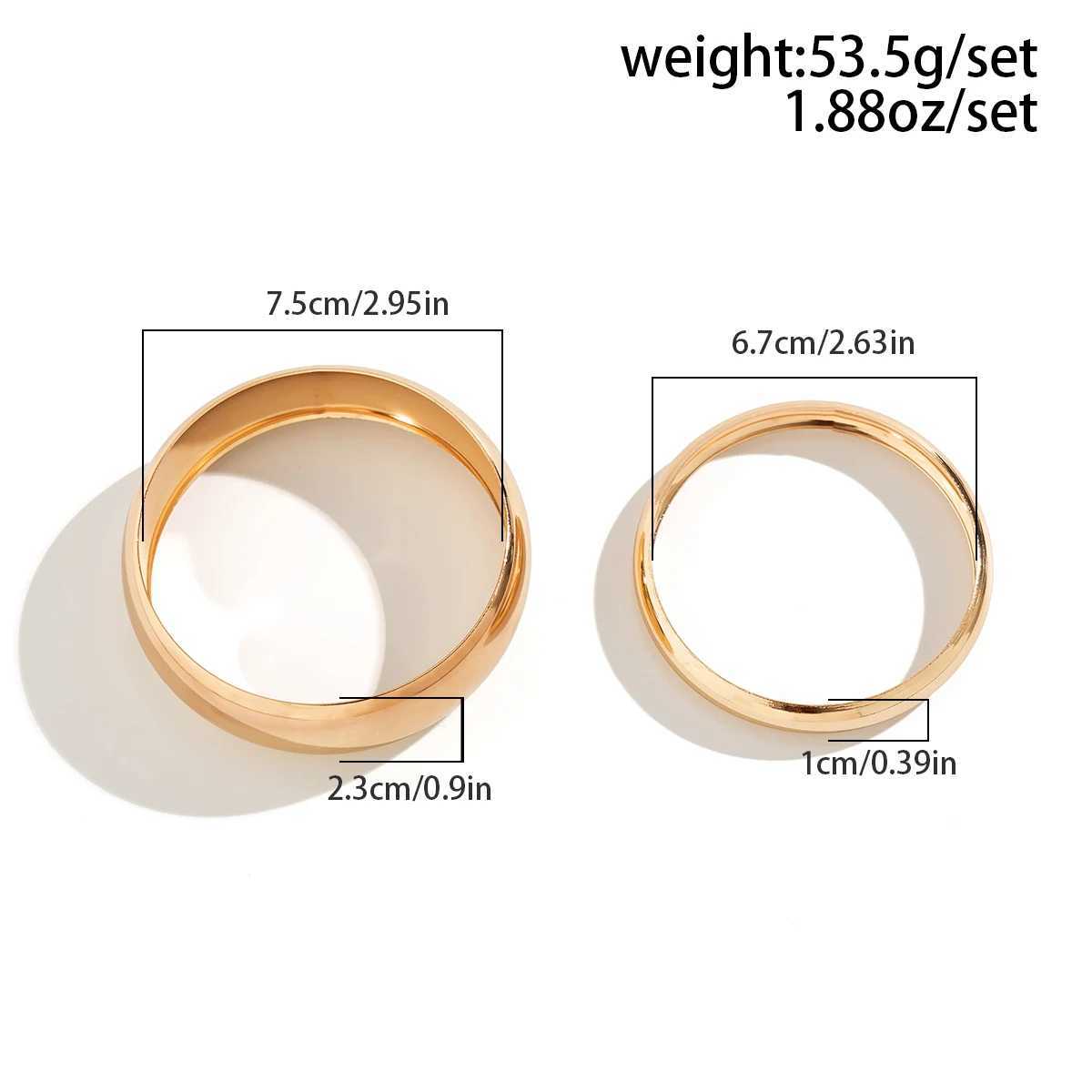 2Pcs/Set Punk Glossy Smooth Big Heavy Metal Closed Bangle for Women Retro Arm Bracelet Pulseras Grunge Jewelry Steampunk Men NewX240925
