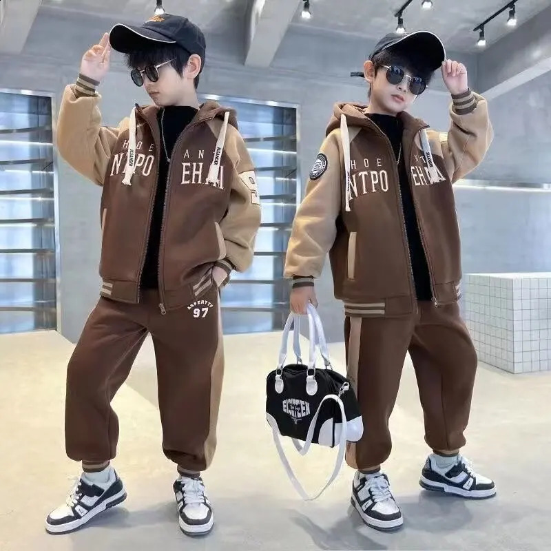 Boys clothing set fashion spring and autumn zipper jacketpants 2PCS childrens clothing set for teenagers 5 6 8 10 12 years old 240924