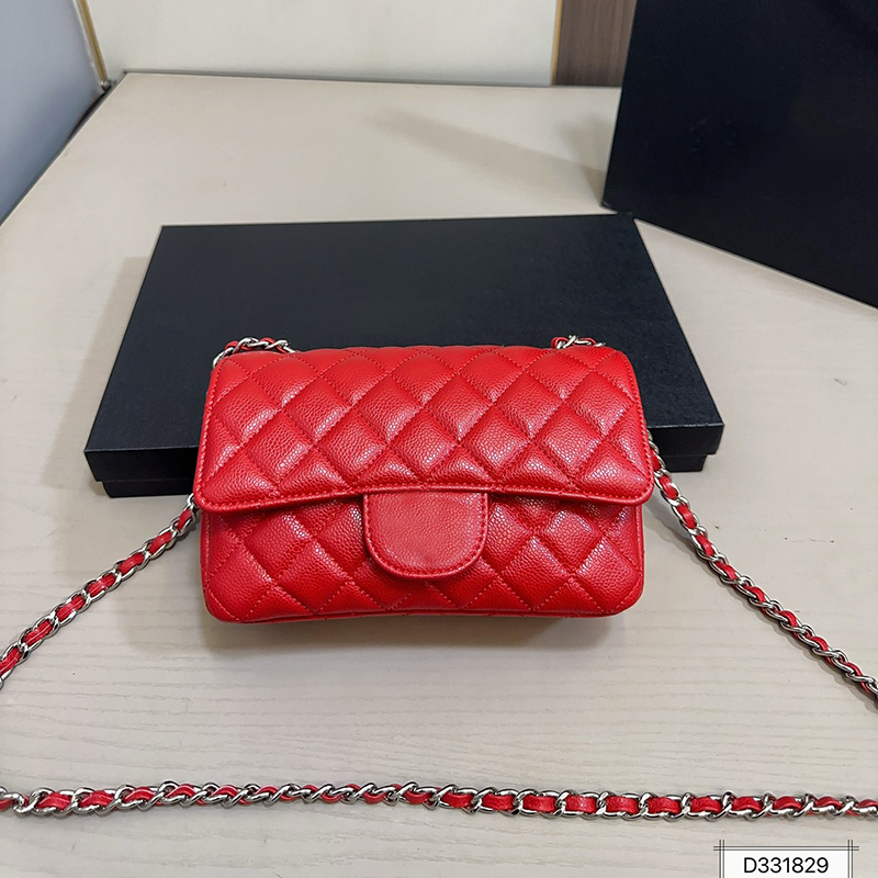 cf Designer Womens Shoulder Bag 20cm Leather clamshell Fish print Gold Silver Hardware Metal Buckle Luxury Handbag matelasse Chain crossbody bag Makeup Bags Purse