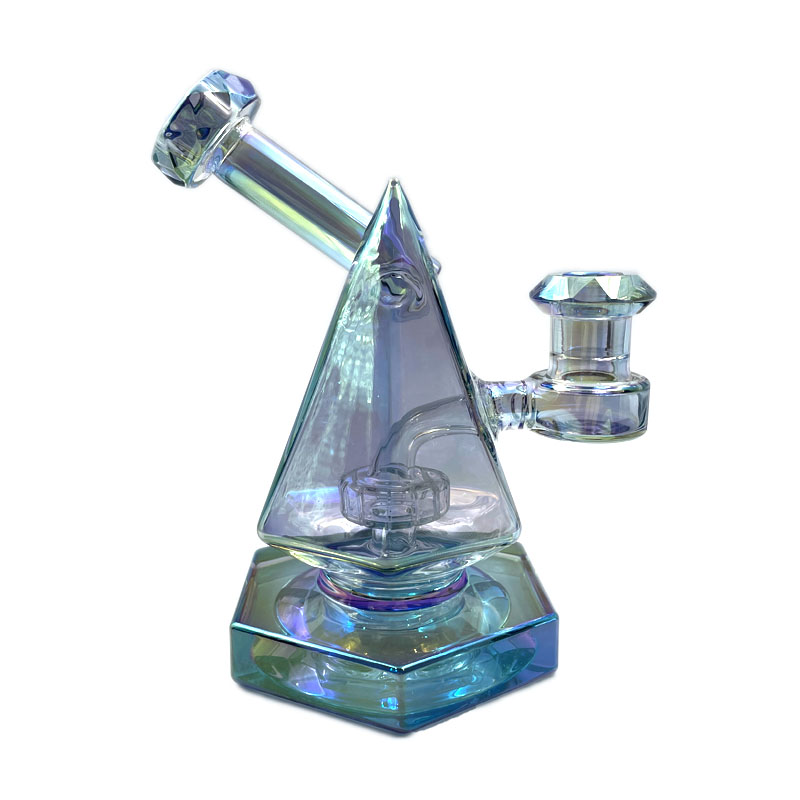 Glass Bong Rainbow Chromed Waterpipe Recycle Bong Hookah Smokingpipe