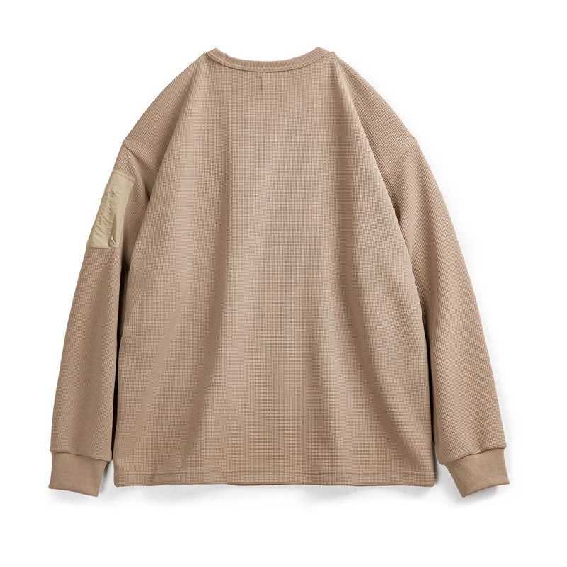 Maden Workwear Mountain Outdoor MA1 Waffle Sweatshirt Functional Wind Drape Versatile Round Neck Long-sleeved T-shirt MenX240925