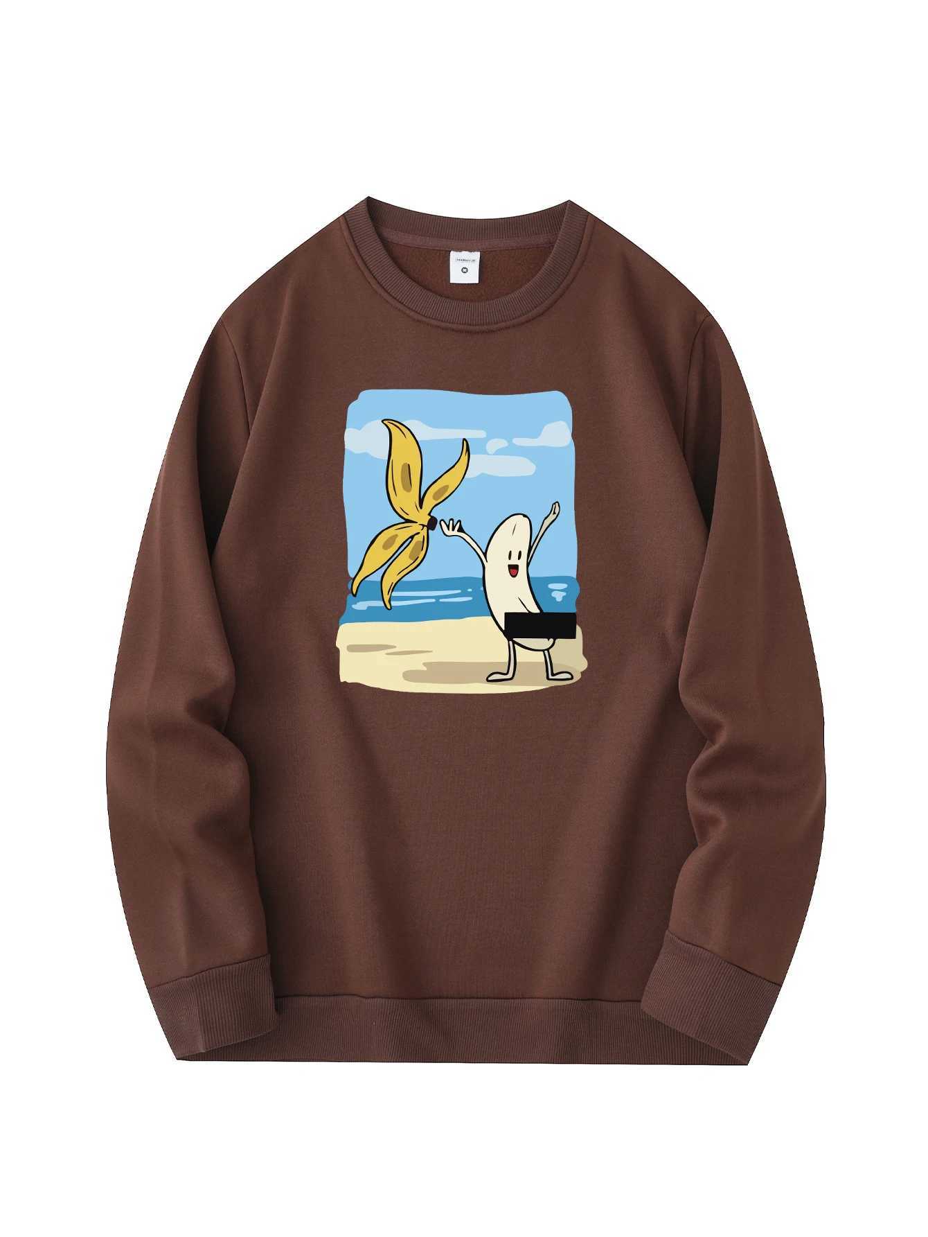 Mens new fashionable round neck sweater casual and daily comfortable round neck sweatshirt beach print mens blouseX240925