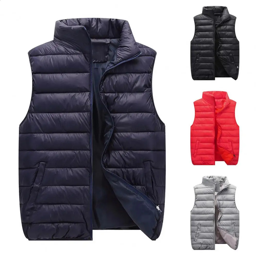Winter mens duck down vest ultra light sleeveless inflatable fashionable jacket stand up windproof 240918