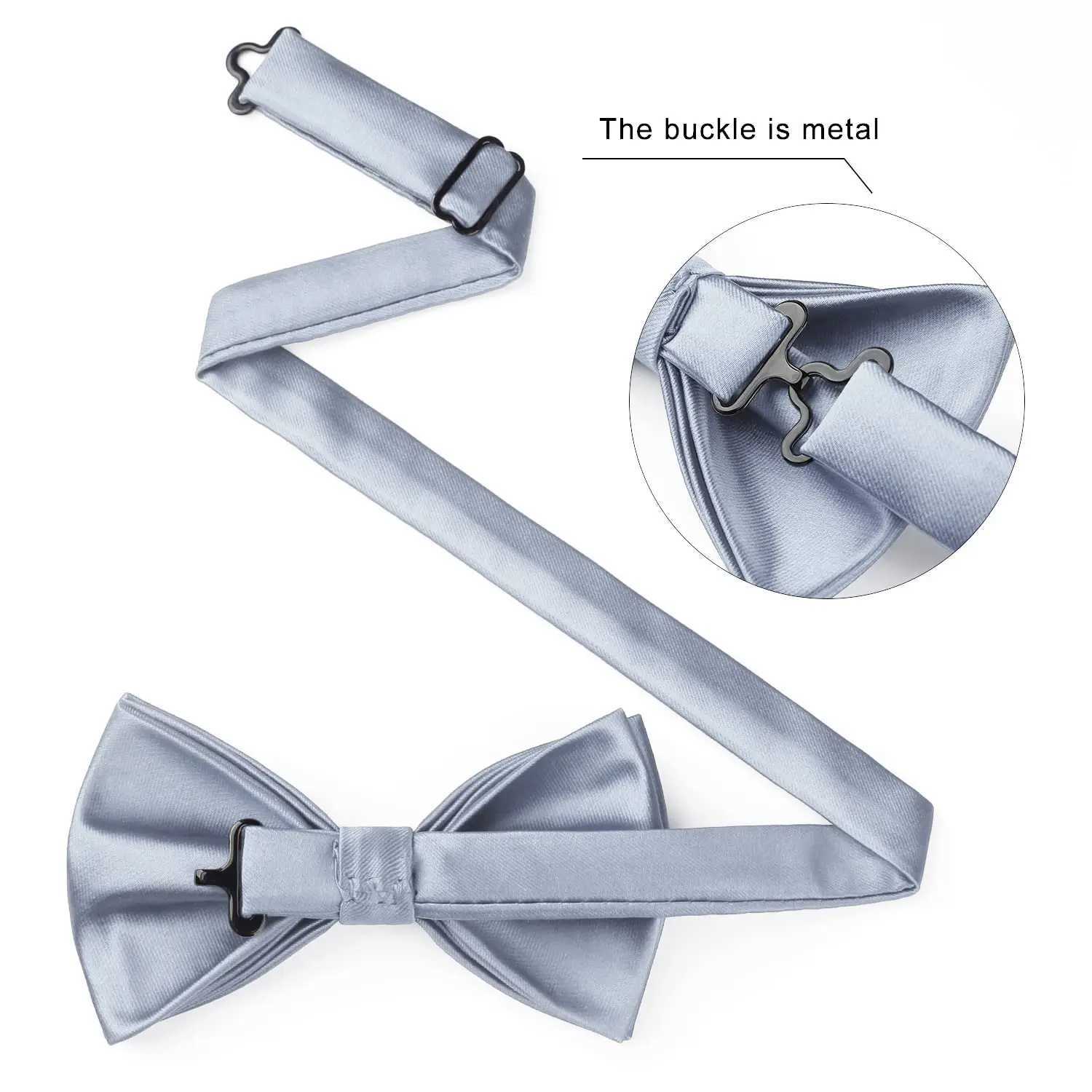 Hi tie solid lilac mens bow Hankerchief cufflinks pre tied silk bow M business party set Y240925