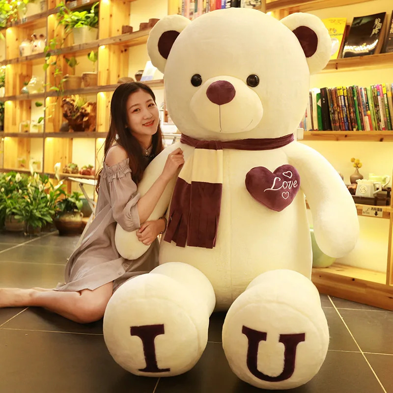 Big Teddy Bear 100cm I Love You Plush Toy Cute Stuffed Soft Doll Lover Childrens Christmas Gift for Girlfriend 240925