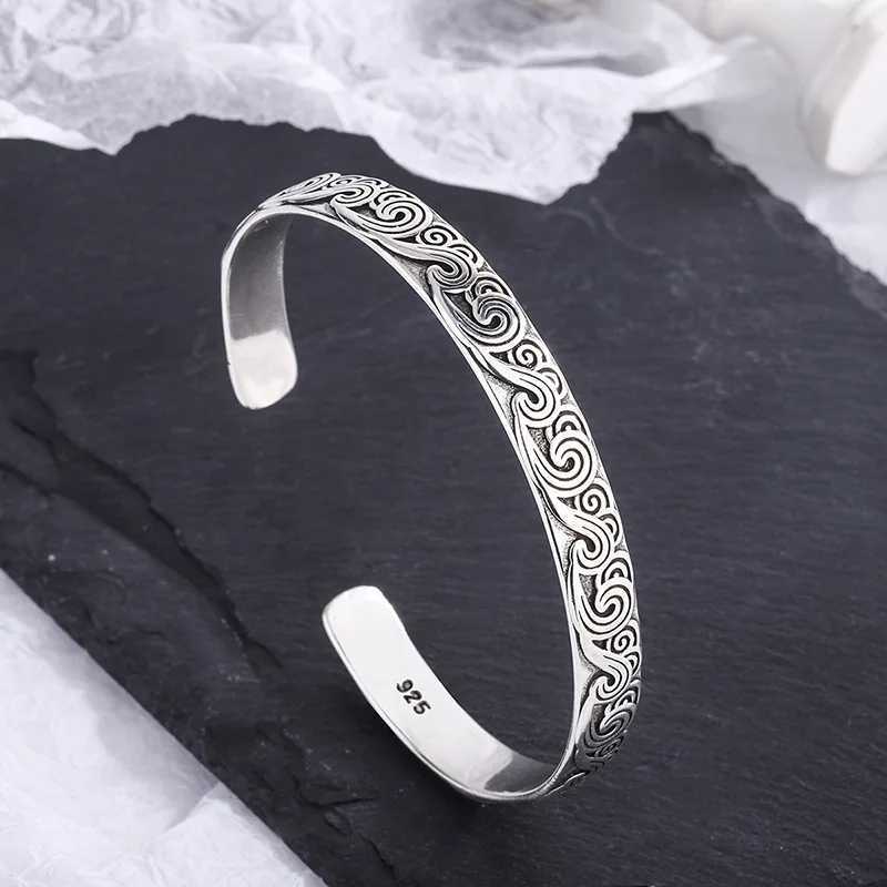 New Arrival Retro Wave Bracelets 925 Sterling Silver Jewelry Fashion Spray Personality Sweet Cloud Opening Bangles TYB116X240925