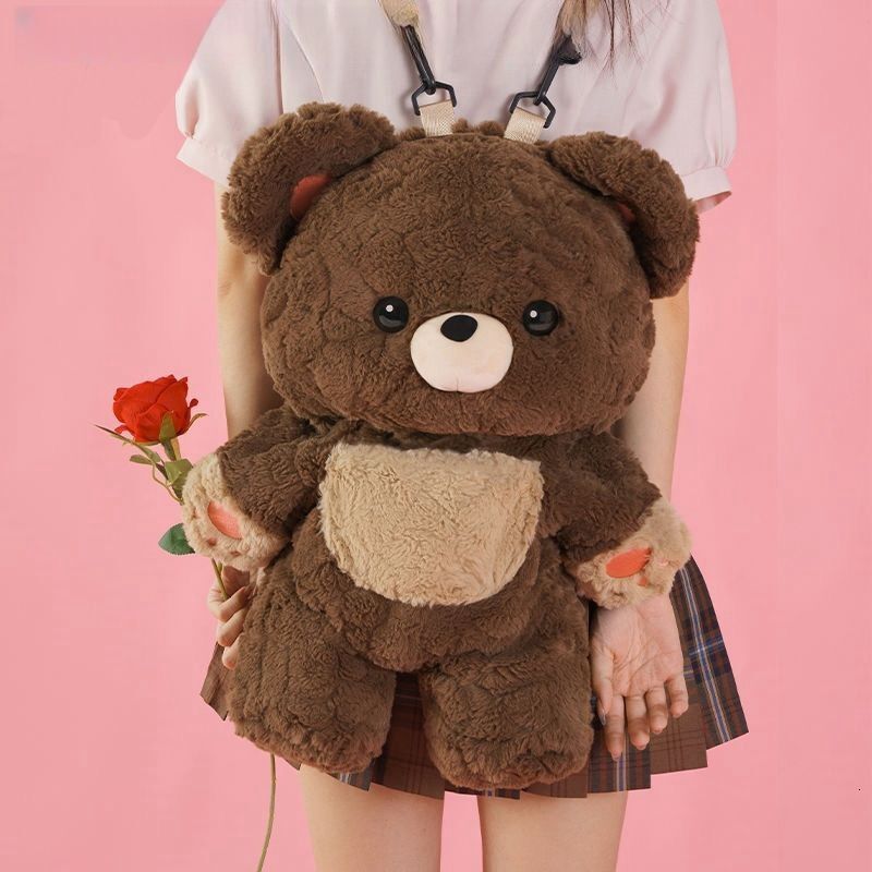 2024 New Designer Adorable Multi functional Plush Backpack Doll Little Book Men's and Women's Brown Bag