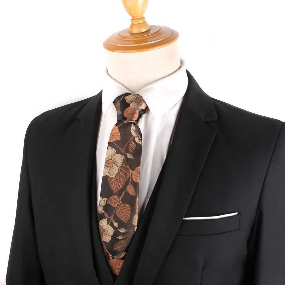 Brown Pattern Men Ties Suits Mens Neck Tie For Wedding Floral Necktie For Grosmen Fashion Flower Ties For Men Wen X2504071