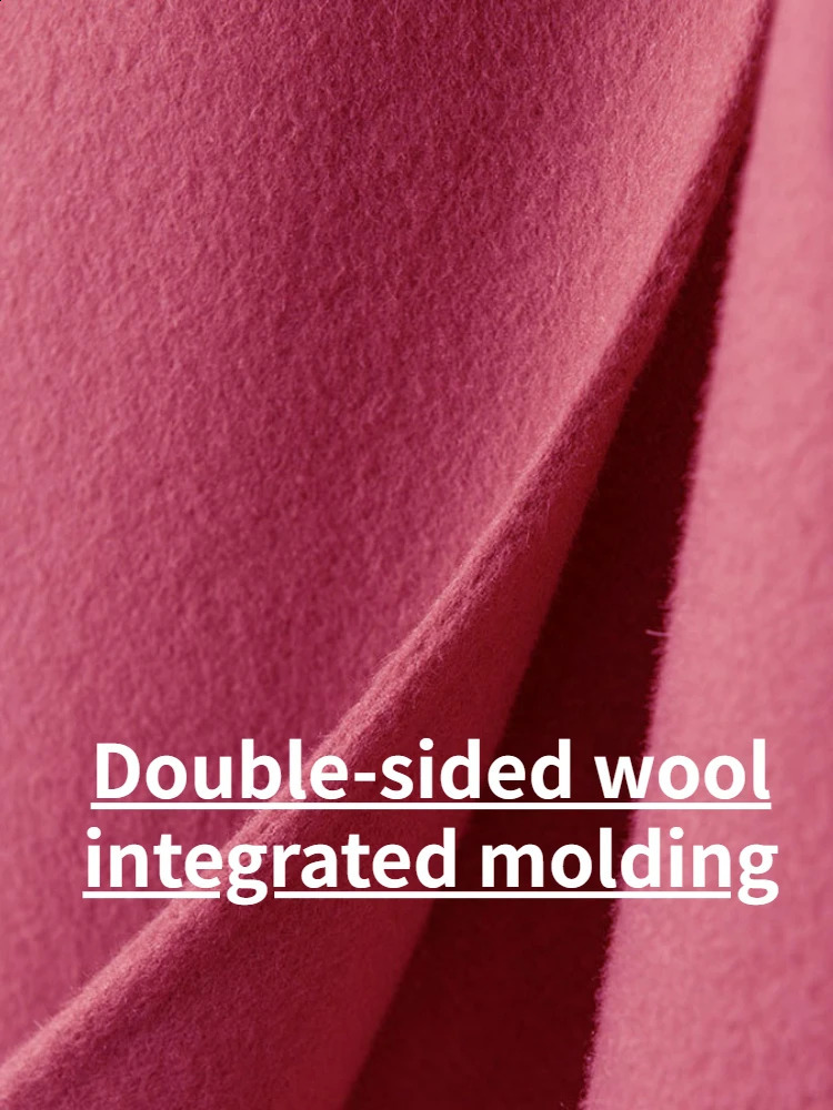 Retro Elegant Double sided Cashmere Coat for Women Autumn/Winter High quality Hooded Thickened Large Loose Wool Coat 240925