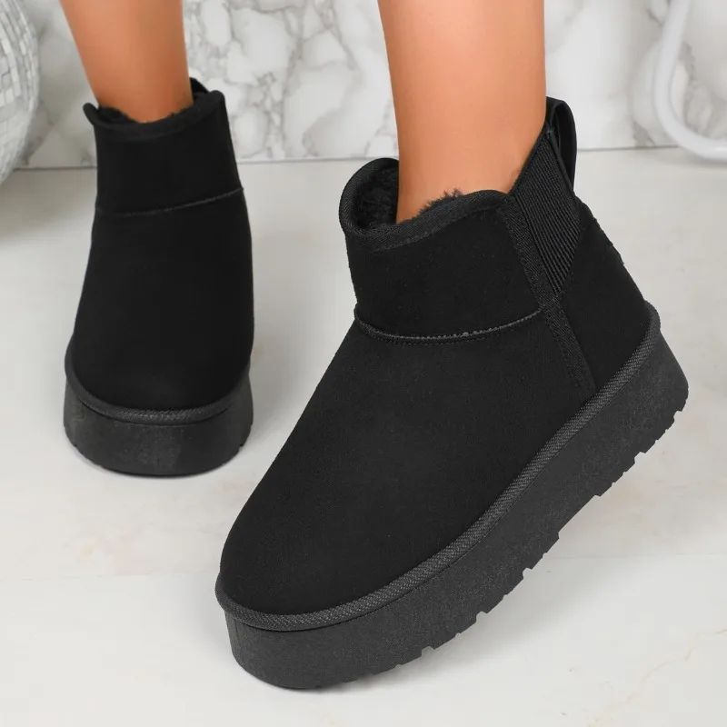 Women's Solid Color Winter Snow Boots - Warm, Versatile, With Non-Skid Outsole