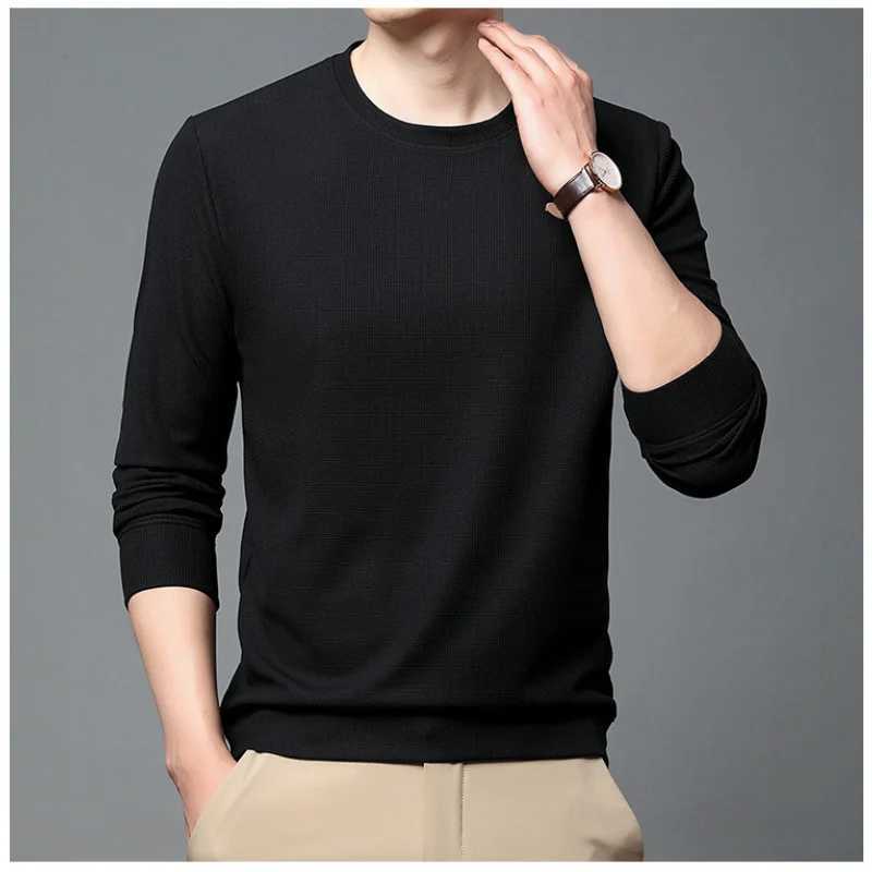 Mens Clothing Simplicity Commuting 2023 Autumn and Winter New Round Neck Long Sleeve Solid Color Versatile Fashion PulloverX240925