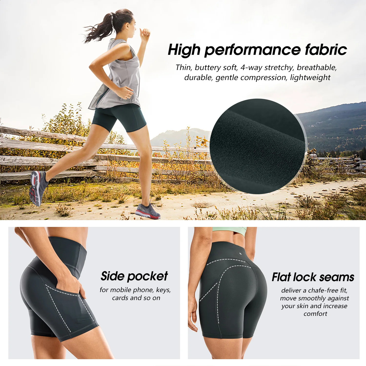 CRZ YOGA Womens Naked Feeling Light Running Shorts 6 Inches - High Waisted Gym Biker Compression Shorts with Pockets 240913