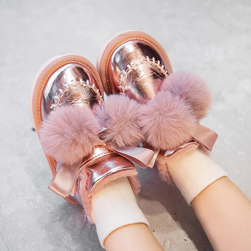212yearold girls snow boots winter childrens arch shoes anti slip princess baby plush thick cotton 240925