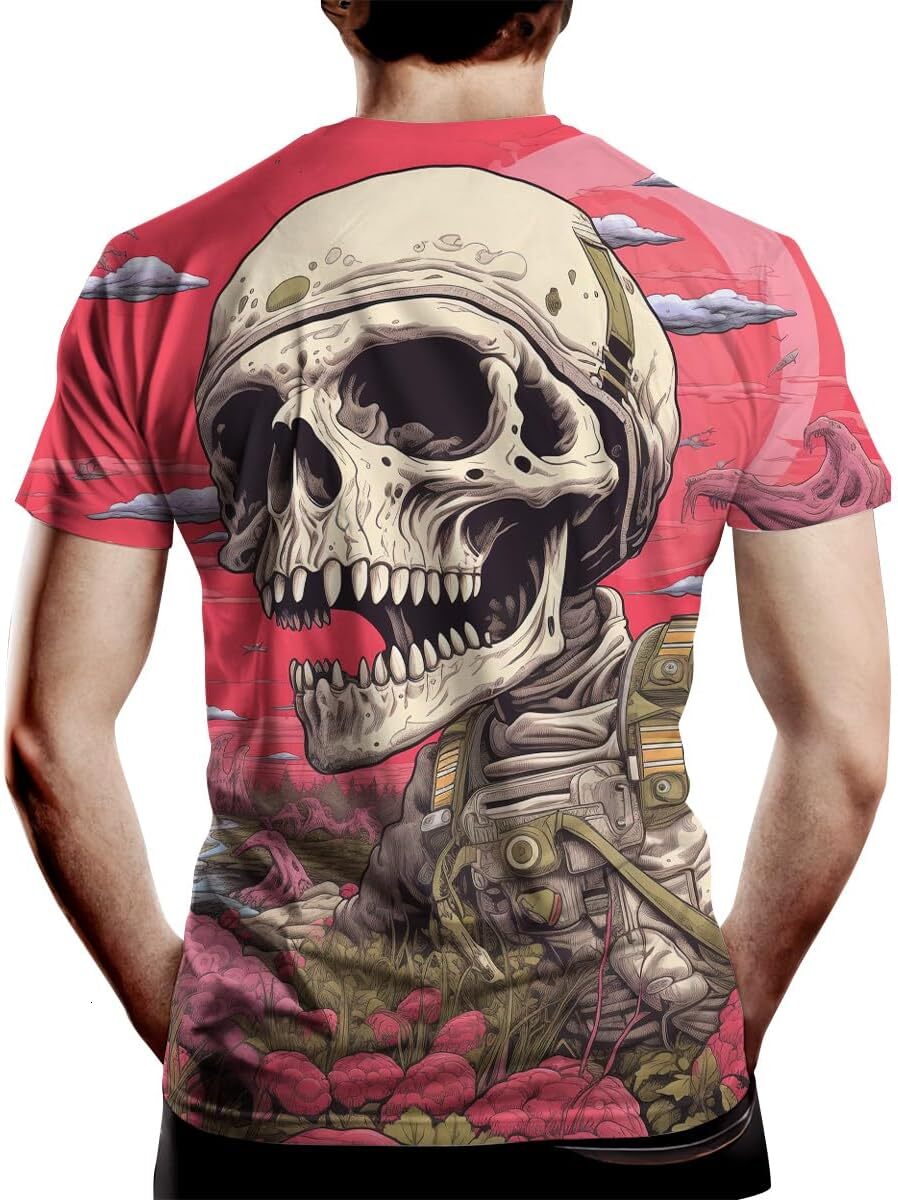2025S Fashion Designer Mens T Shirt Dinosaur T Shirts For Men D Printed Psychedelic Graphic Shirts Novelty Skull Graphic Tee Casual Tops Summer Clothe