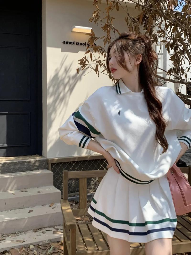 Women's Tracksuits Golf Suit Two-Piece Sweater Skirt Wear Sports For Women Autumn Tennis Shorts Sets Ventilate Femme Casual Chic Y2k Set