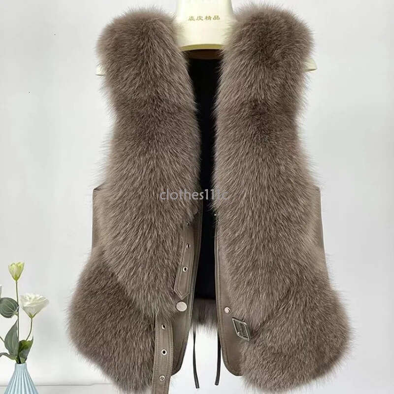 2024 Autumn Winter Women Vest Short Style Splicing Solid Color Fur Coat New