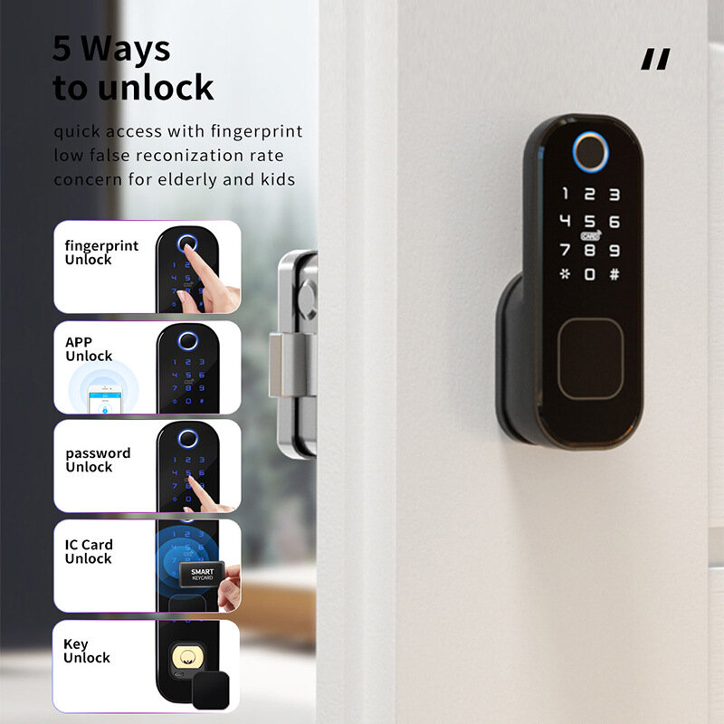Smart WiFi Lock Fingerprint APP Password IC Card Key Unlock Electronic Door Lock for Home Safety no voice and video function