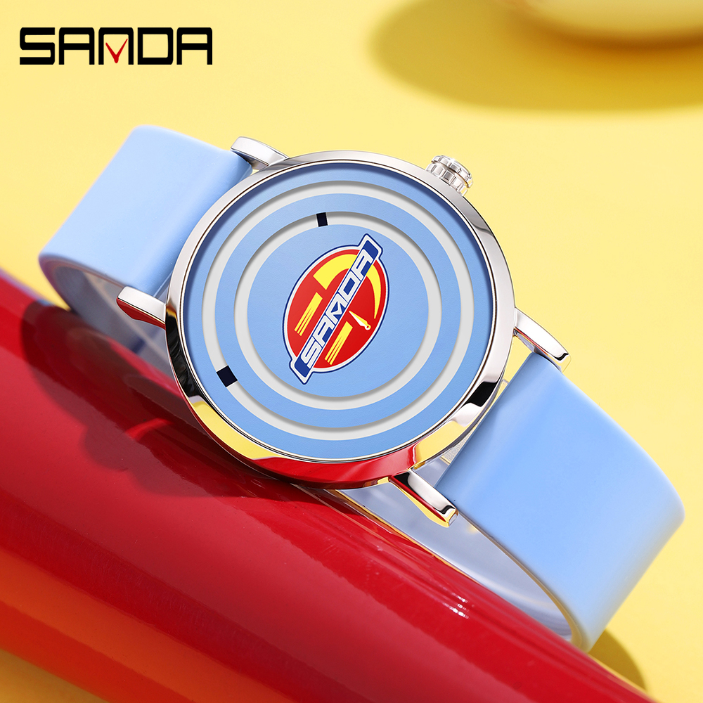 Sanda's new 3210 silicone tape men's and women's watches are fashionable, trendy, cool, simple, and personalized for children 01