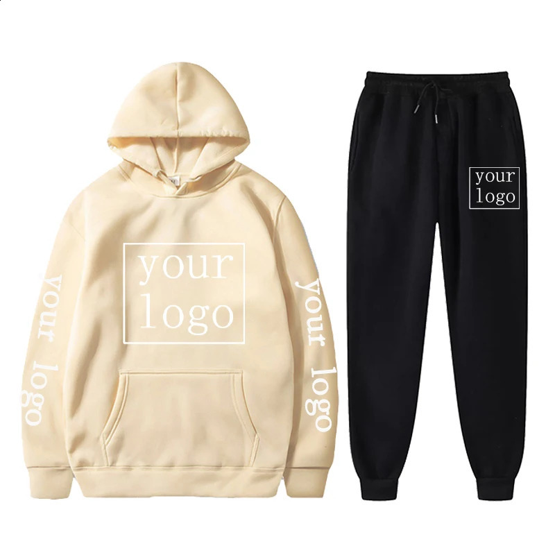 Customized casual sportswear mens set hooded pants 2piece personalized unisex clothing 240925